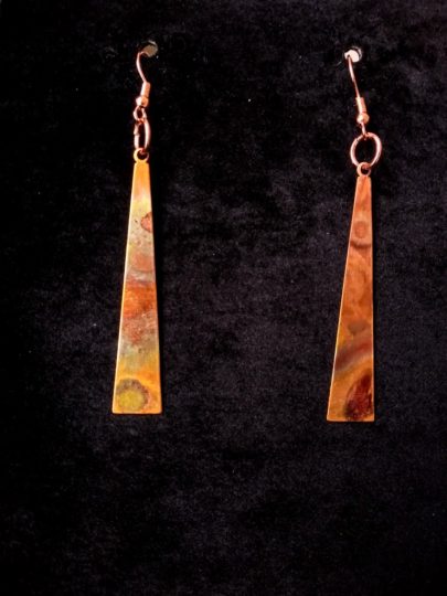 Fire Painted Copper Long Triangle
